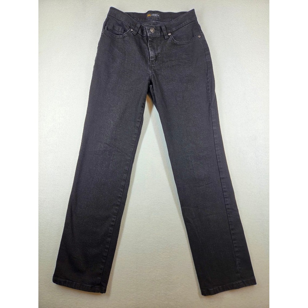 Lee Jeans Womens Size 2 Short Black Relaxed Fit Straight Leg Mid Rise Denim